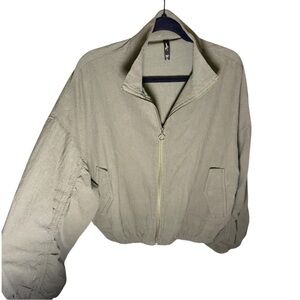 Supplies Olive Green Cropped Boxy Zip Front Jacket Large Minimalist Modern